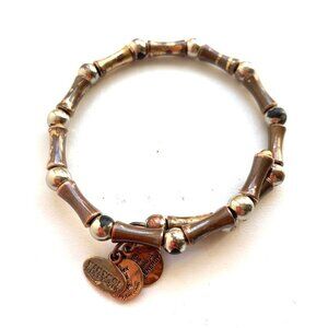 Alex and Ani Beaded Wrap Charm Bracelet - Brown/Gold Expands 2"- 3.5"